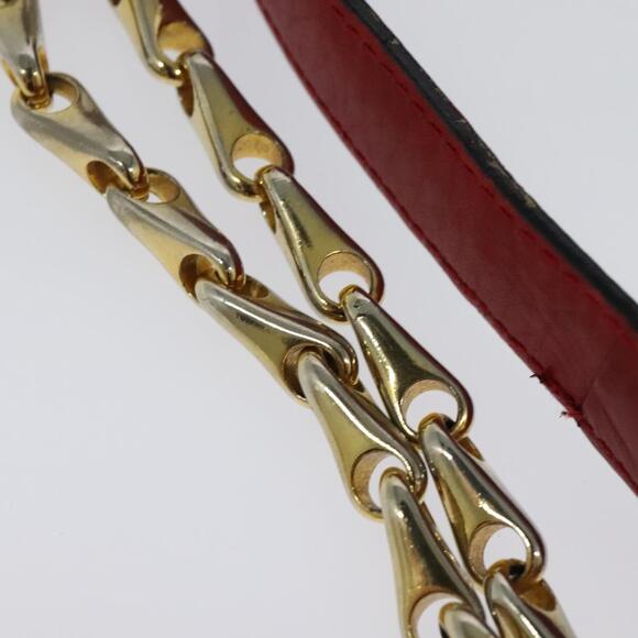 CELINE Chain Shoulder Bag Leather Red Gold - Picture 9 of 12